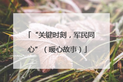 “关键时刻，军民同心”（暖心故事）