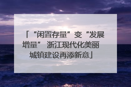 “闲置存量”变“发展增量” 浙江现代化美丽城镇建设再添新意