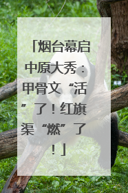 烟台幕启中原大秀：甲骨文“活”了！红旗渠“燃”了！