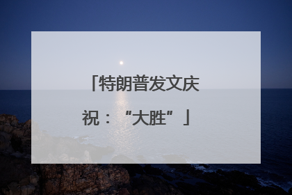 特朗普发文庆祝：“大胜”