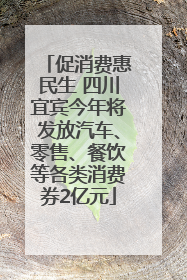 促消费惠民生 四川宜宾今年将发放汽车、零售、餐饮等各类消费券2亿元