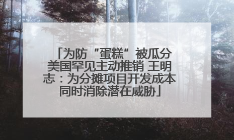 为防“蛋糕”被瓜分 美国罕见主动推销 王明志：为分摊项目开发成本同时消除潜在威胁