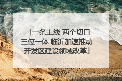 一条主线 两个切口 三位一体 临沂加速推动开发区建设领域改革