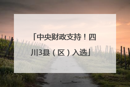 中央财政支持！四川3县（区）入选