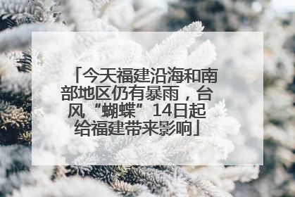 今天福建沿海和南部地区仍有暴雨，台风“蝴蝶”14日起给福建带来影响