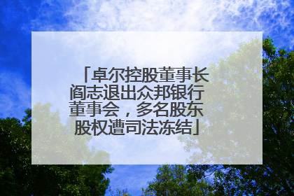 卓尔控股董事长阎志退出众邦银行董事会，多名股东股权遭司法冻结