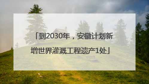 到2030年，安徽计划新增世界灌溉工程遗产1处
