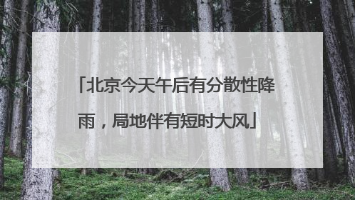 北京今天午后有分散性降雨，局地伴有短时大风