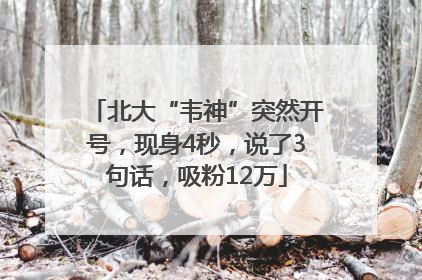 北大“韦神”突然开号，现身4秒，说了3句话，吸粉12万
