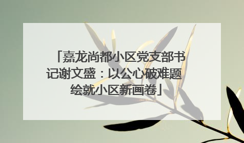 嘉龙尚都小区党支部书记谢文盛：以公心破难题 绘就小区新画卷