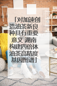 对加速创造油茶新良种具有重要意义 湖南构建四倍体油茶高精度基因图谱
