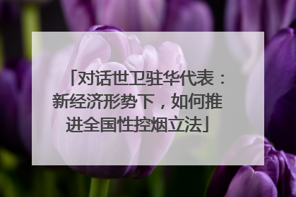 对话世卫驻华代表：新经济形势下，如何推进全国性控烟立法