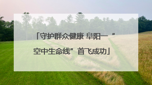 守护群众健康 阜阳一“空中生命线”首飞成功