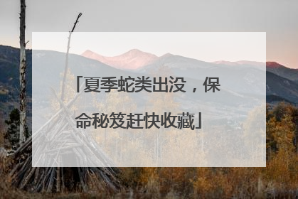 夏季蛇类出没，保命秘笈赶快收藏