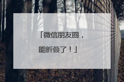 微信朋友圈，能折叠了！