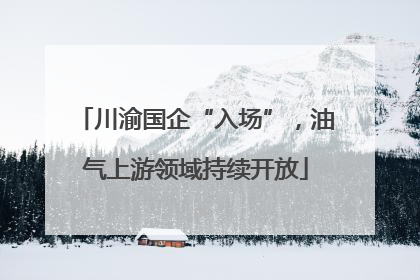 川渝国企“入场”，油气上游领域持续开放