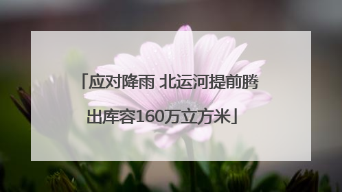 应对降雨 北运河提前腾出库容160万立方米