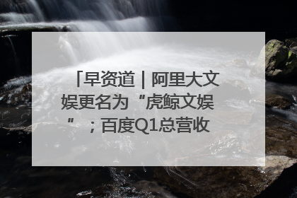 早资道｜阿里大文娱更名为“虎鲸文娱”；百度Q1总营收325亿元超预期