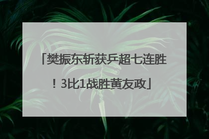 樊振东斩获乒超七连胜！3比1战胜黄友政