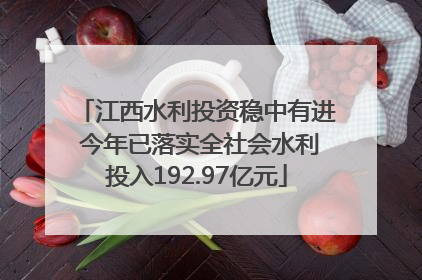 江西水利投资稳中有进 今年已落实全社会水利投入192.97亿元