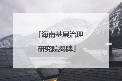 海南基层治理研究院揭牌