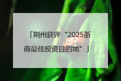 荆州获评“2025浙商最佳投资目的地”