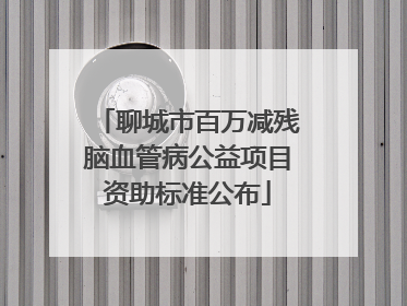 聊城市百万减残脑血管病公益项目资助标准公布