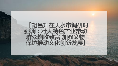 胡昌升在天水市调研时强调：壮大特色产业带动群众增收致富 加强文物保护推动文化创新发展