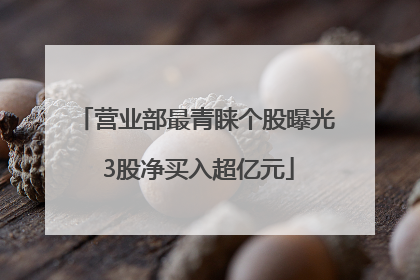 营业部最青睐个股曝光 3股净买入超亿元