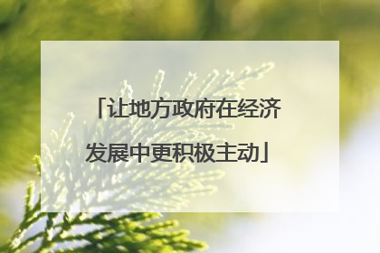 让地方政府在经济发展中更积极主动
