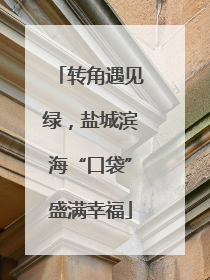 转角遇见绿，盐城滨海“口袋”盛满幸福