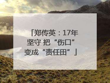 郑传英：17年坚守 把“伤口”变成“责任田”