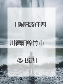 陈阳波任四川德阳绵竹市委书记