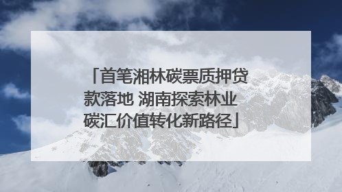 首笔湘林碳票质押贷款落地 湖南探索林业碳汇价值转化新路径