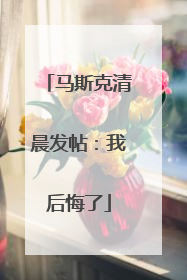 马斯克清晨发帖：我后悔了