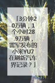 3分钟20万辆，1个小时28.9万辆，雷军发布的小米YU7在刷新汽车界记录？
