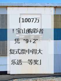 1007万！宝山购彩者凭“9+2”复式票中得大乐透一等奖