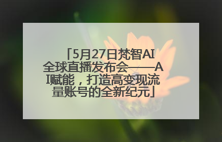 5月27日梵智AI全球直播发布会——AI赋能，打造高变现流量账号的全新纪元