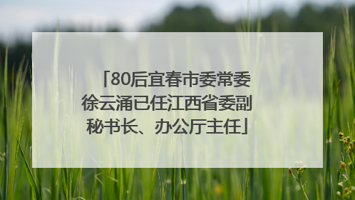 80后宜春市委常委徐云涌已任江西省委副秘书长、办公厅主任